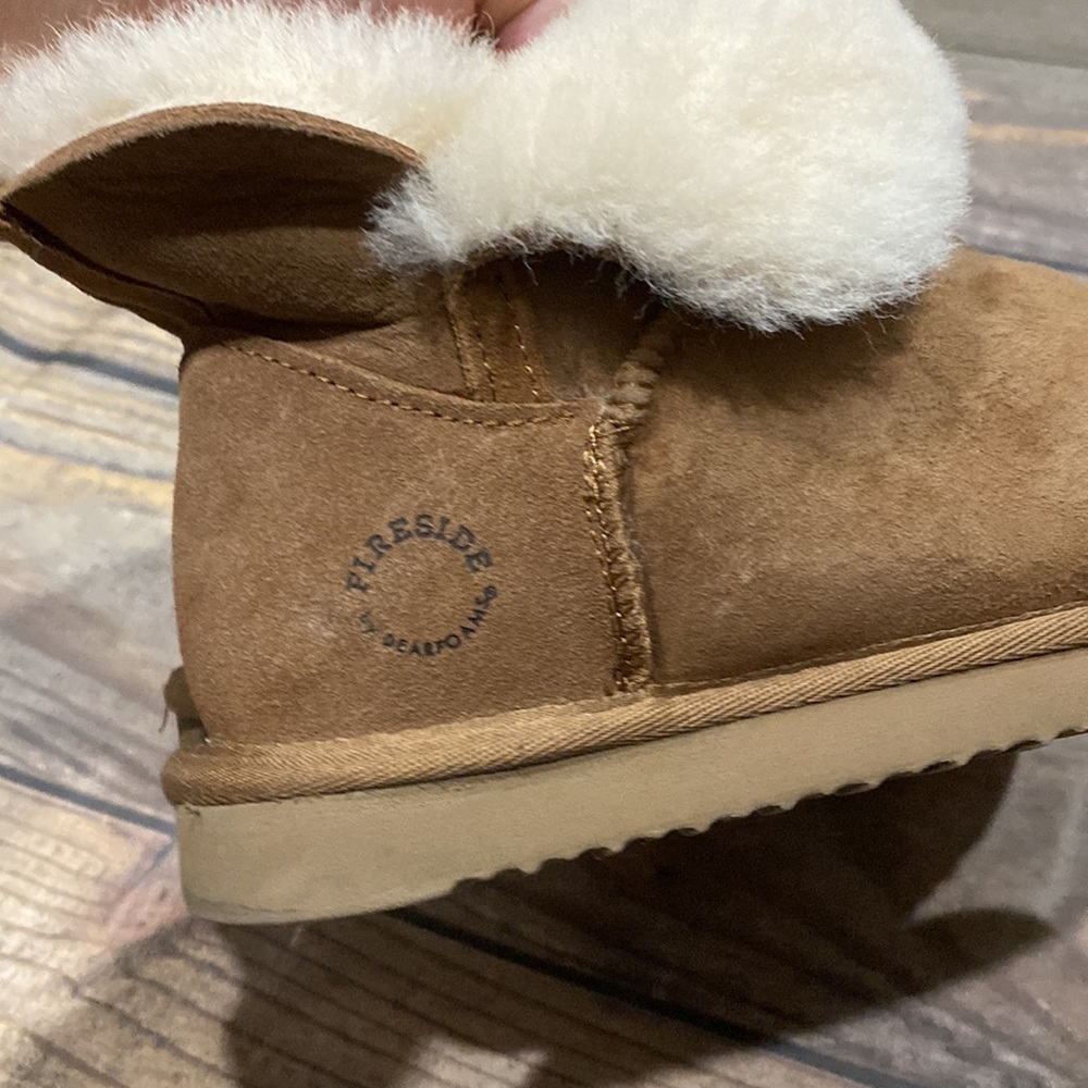 Fireside by Dearfoams Womens 7 Brown Fur Boots Booties - Picture 14 of 16